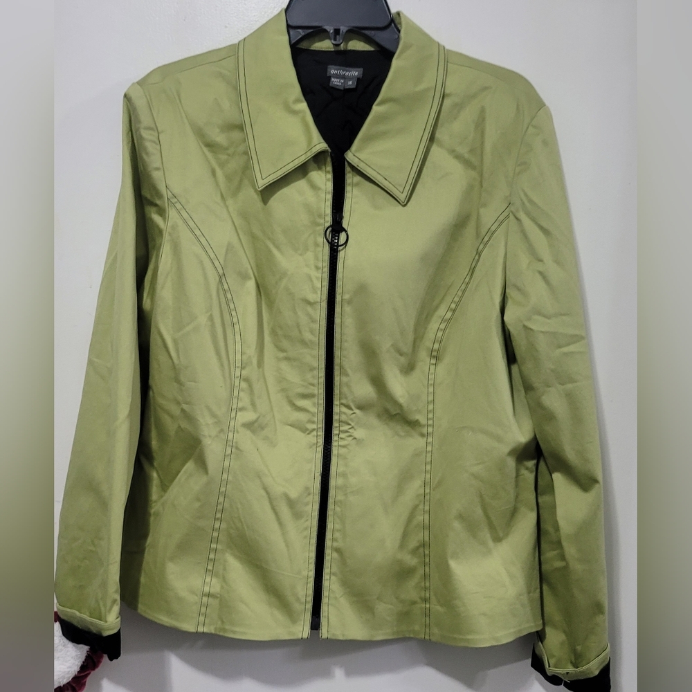 Anthracite Lime Green Women's Zip-Front Jacket